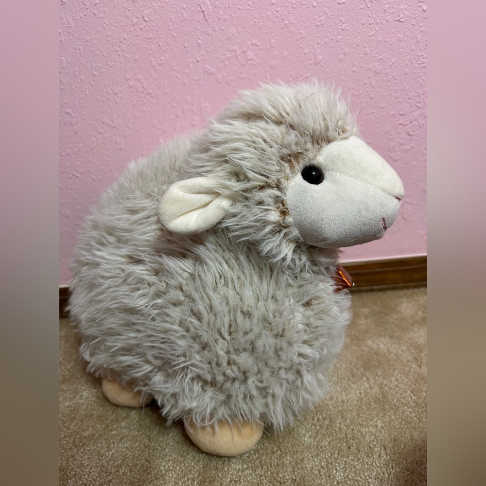 Rare Walmart Chubby Round Lamb Sheep Plush 16” with Bell Stuffed Animal